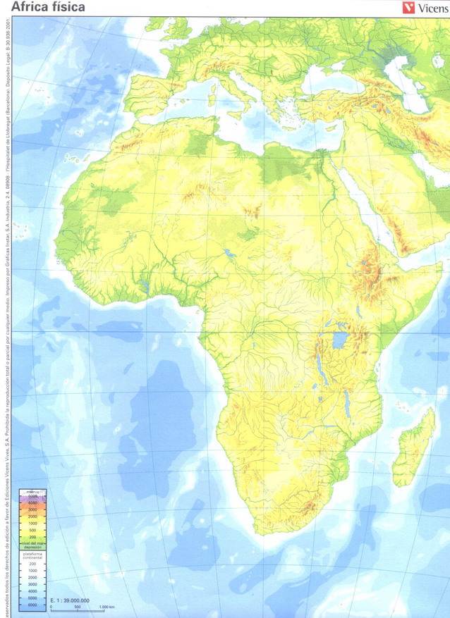 mapa europa y africa. mapa fisico de Africa